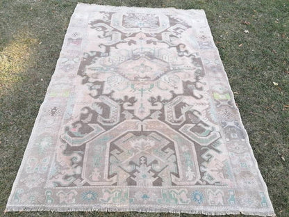 Oushak turkish rug 6x8'10 vintage anatolian rug,unique hand made bohemian rug