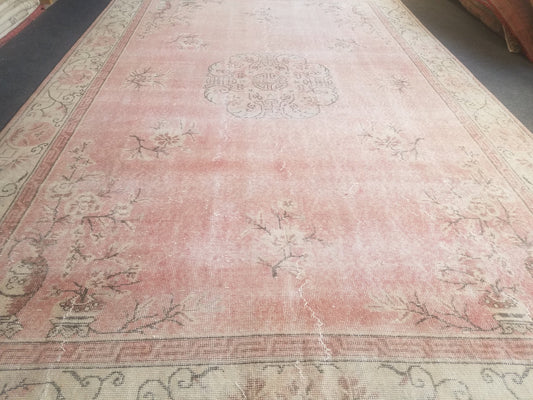 10'9x6'10 large oushak vintage rug,vintage oushak rug,large area rug