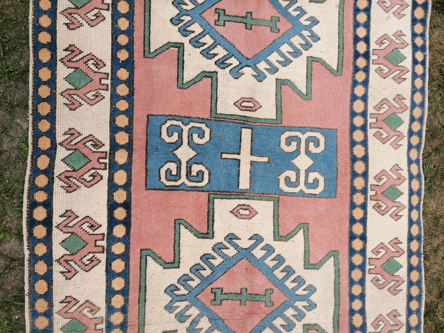 Vintage turkish blue rugs 4'5x6'9 oushak wool rug