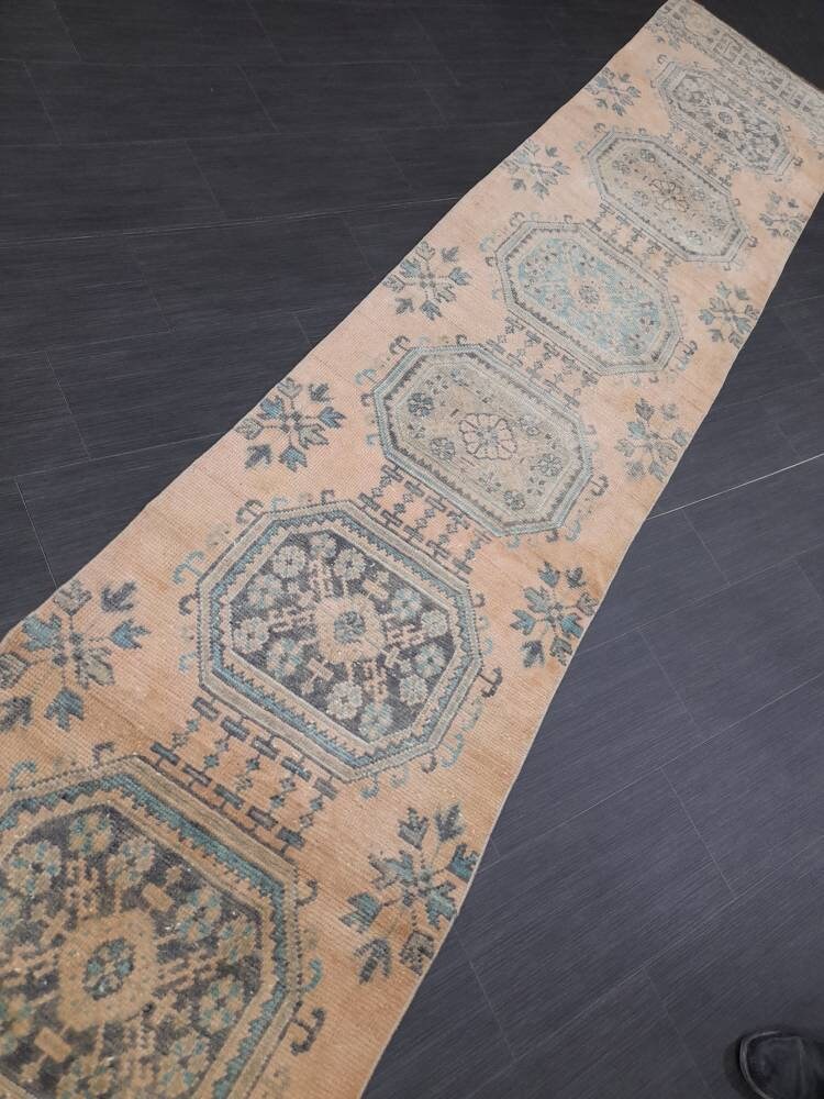Extra Long Turkish Runner Rug Long Vintage Runner Rug 2.6 x 21.2 Vintage Distresse Runner Extra Long Oriental Runner Muted XL Antique Runner