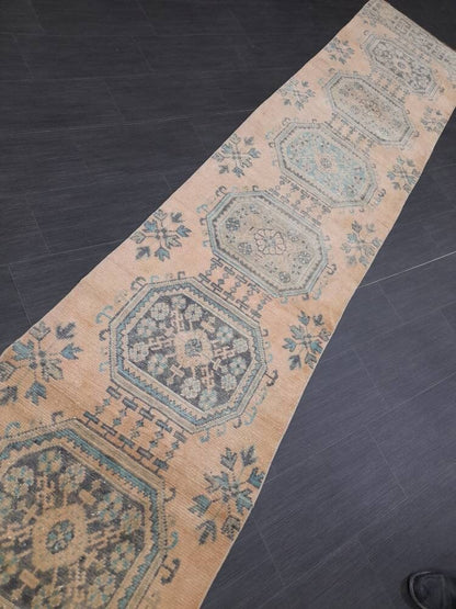 Extra Long Turkish Runner Rug Long Vintage Runner Rug 2.6 x 21.2 Vintage Distresse Runner Extra Long Oriental Runner Muted XL Antique Runner