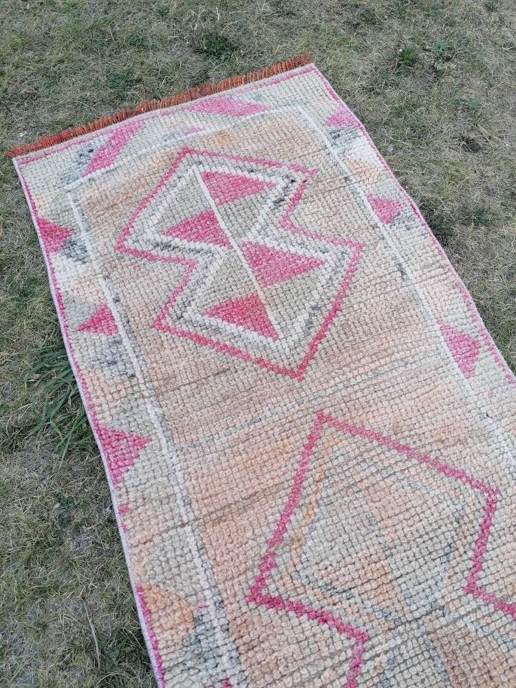 12.2x2.3 muted high pile wool runner rug vintage oriental runner caucasian runner rug