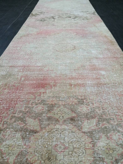Distressed Antique Runner Rug 2.7 x 11.3  Vintage Runner Rug