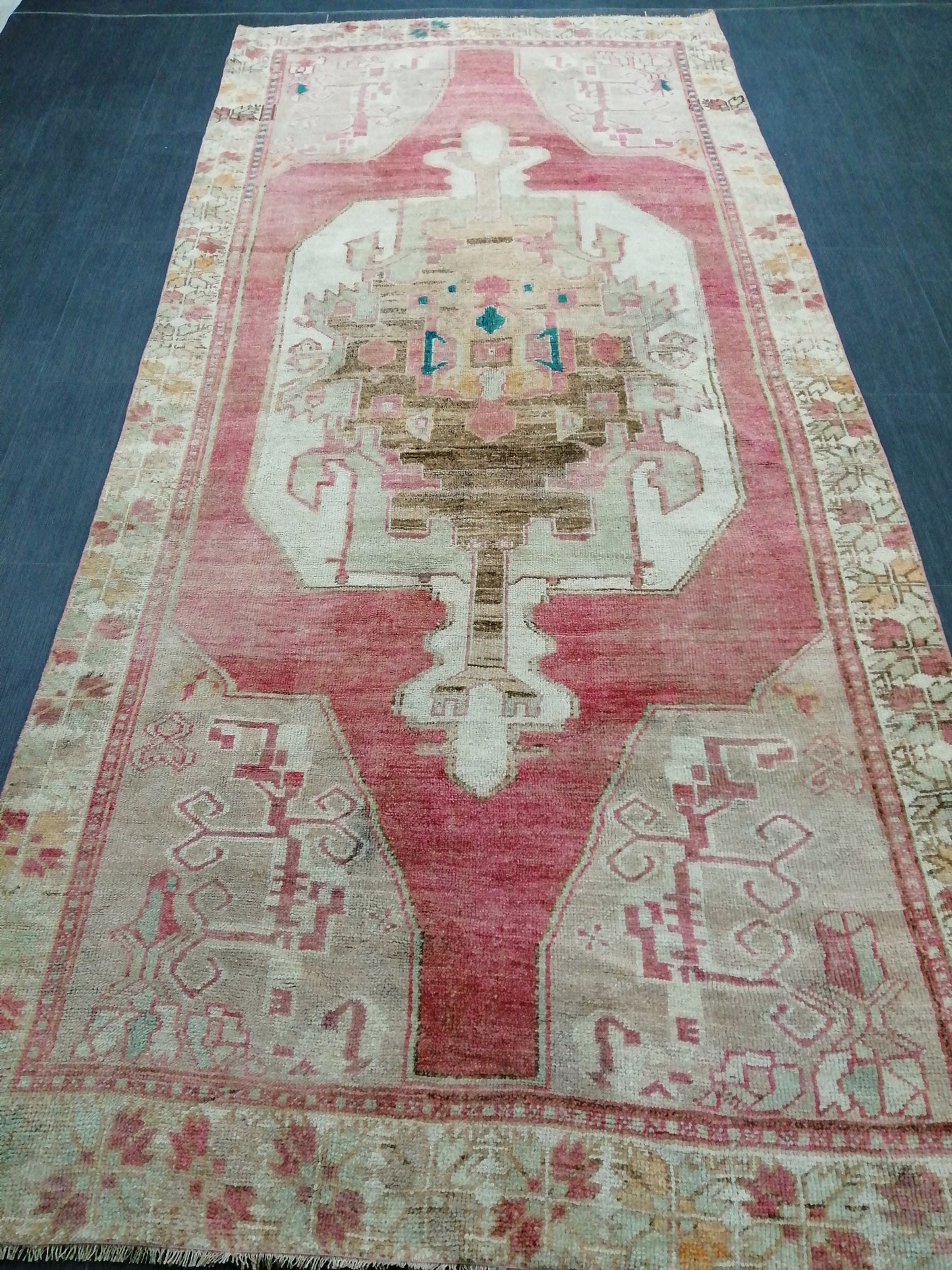 4.8 x 10.5 Wool OUSHAK RUG TURKISH Oushak Rug Vintage Oushak Runner Rug Vintage Runner Rug Wool Oushak Rug Hand Made Rug Vintage Turkish Rug