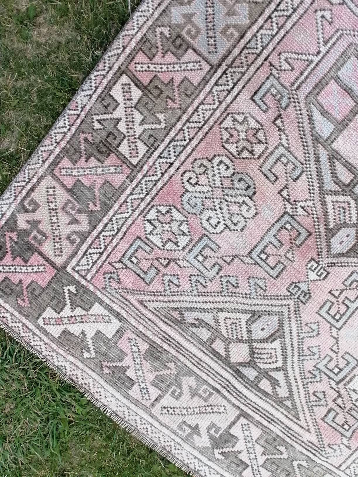 Vintage wool rug, mute vintage handmade wool bedding rug, 4x5'4 turkish rug, oushak hand made rug, kitchen rug bohemian rug, living room rug