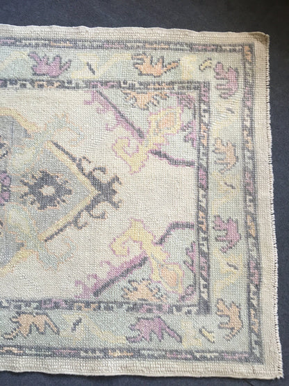 3x8 feet long new turkish runner rug, handmade wool beige kitchen runner, long floor corridor runner, black faded living room oushak runner