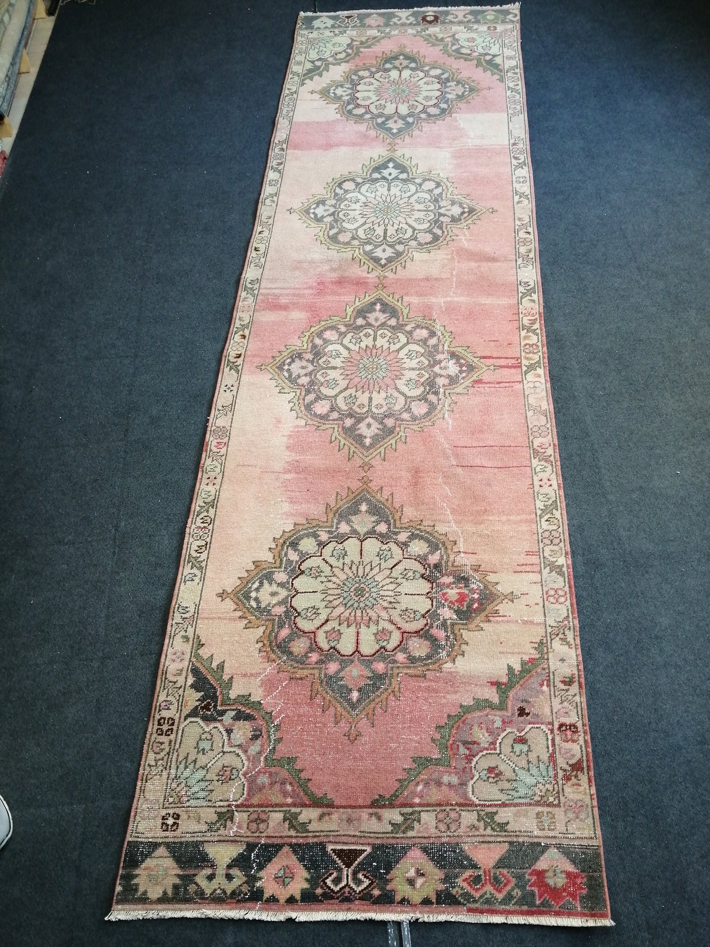 12 x 3.4 Oushak Runner Rug Turkish Runner Rug Vintage Runner Rug Hallway Runner Rug Kitchen Runner Rug Wool Runner Rug Oriental Runner Rug