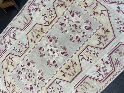 Vintage RUG, TURKISH Oushak Rug Hand Knotted 5x6 Rug, Oriental Rug, Vintage Persian Rug, Handmade Rug, Turkish Rug Antique Rug