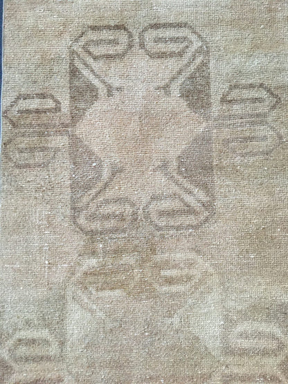 2.6x8 feet long hallway runner rug, turkish wool entrway floor long natural runner rug, oushak vintage brown living room area runner rugs