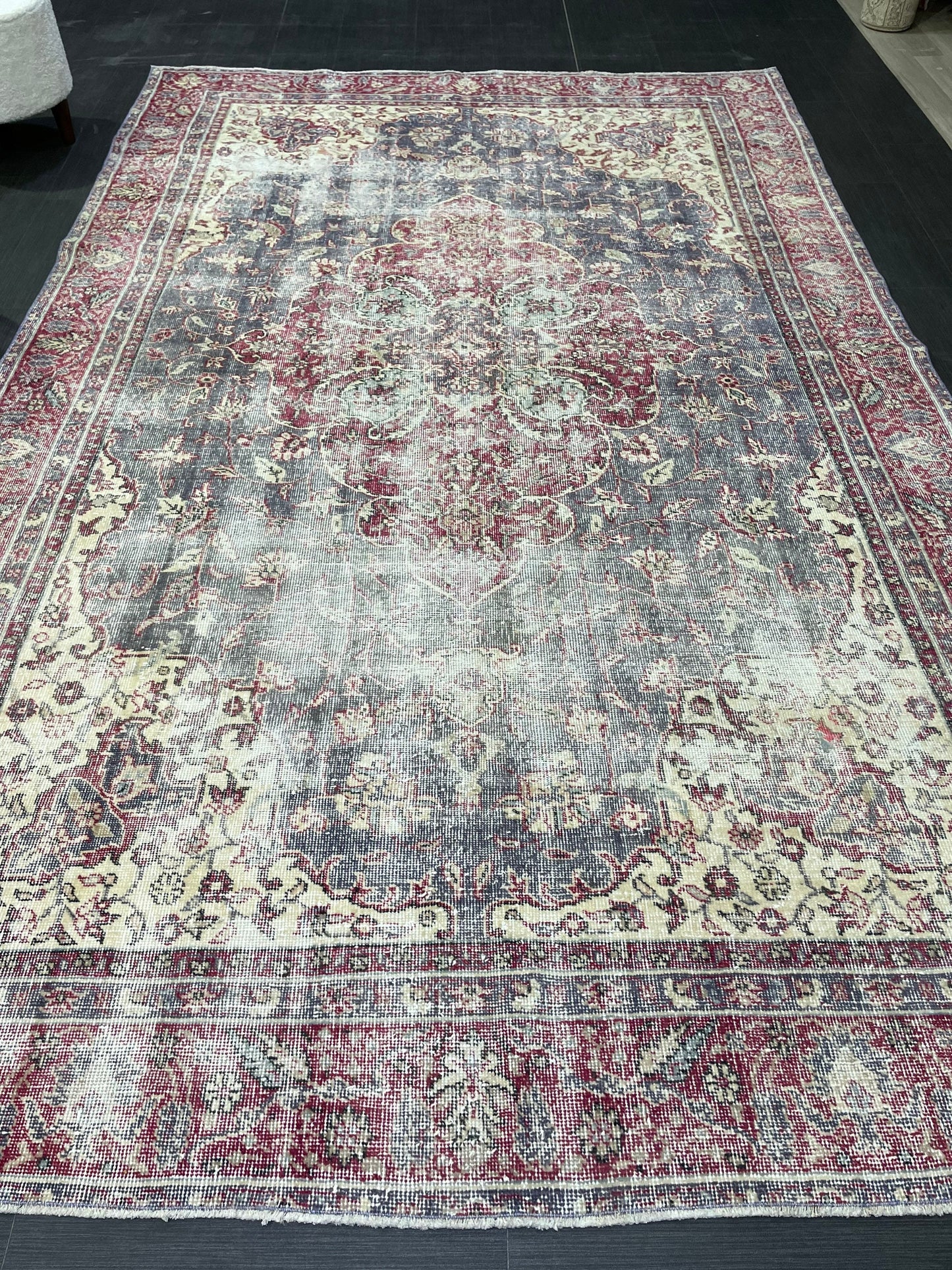 Antique Persian RUG, Turkish Oushak 6.3 x 10 Rug, Vintage Distressed Rug, Vintage Rug, Wool Muted Oriental Rug, Handmade Rug,