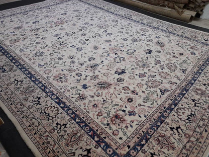 PERSIAN Rug 10 x 13.5 Vintage Oriental Rug Vintage Persian Rug Blue and Cream Rug Fine Knotted Hand Made Rug Turkish Rug Animal Motifs Rug