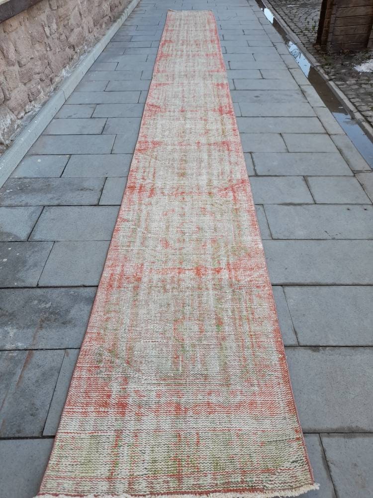 Extra Long Distressed Runner Rug 2.4 x 23 Long TURKISH Runner Rug XL Vintage Runner Rug Oriental Runner Rug Staircase Runner rug Handmade