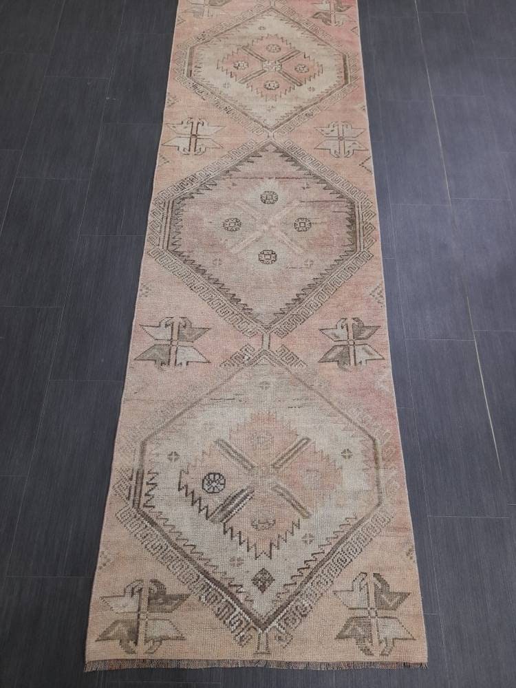 Oriental Runner Rug Muted Turkish Runner Rug 2.5 x 10.2 Vintage Runner Rug Hallway Runner Kitchen Runner Rug Wool Runner Rug Oushak Runner