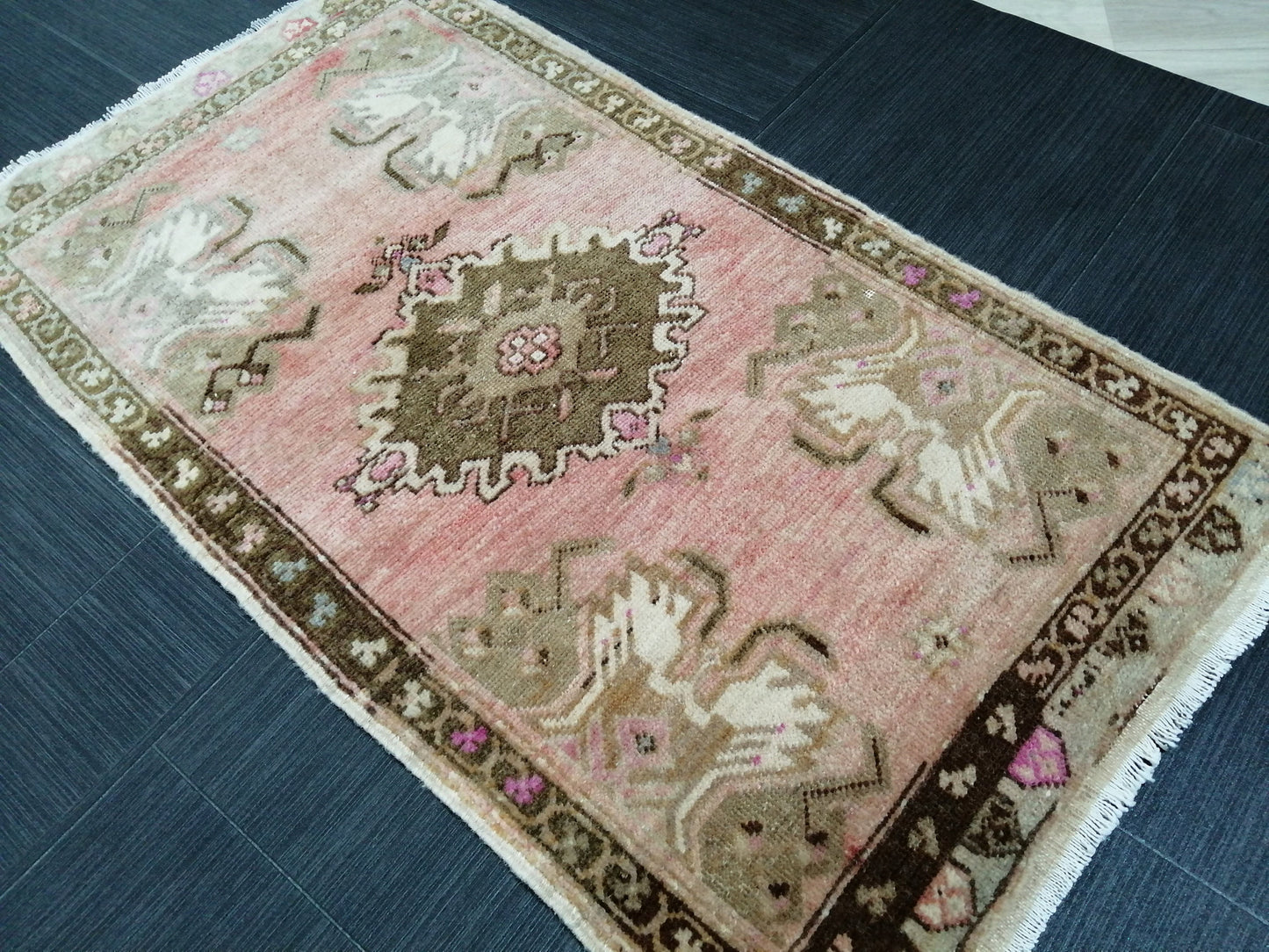 Small Turkish Rug Mini Rug Small Area Rug Turkish Rug Oushak Rug Hand Made Rug Vintage Rug Vintage Mat Hand Knotted Rug