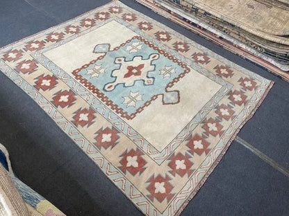 5 x 6 Large turkish oushak rug - living room rug, handmade rug