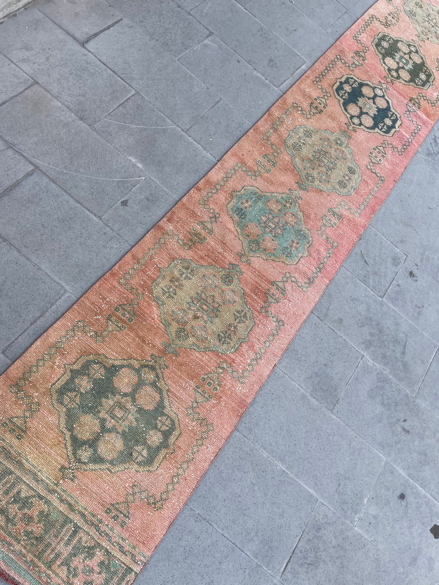 Hand Knotted Extra Long Turkish Runner Very Long Oushak Runner Rug 2.4 x 18.8 Vintage Runner Rug XL Oriental Runner Rug Staircase Runner