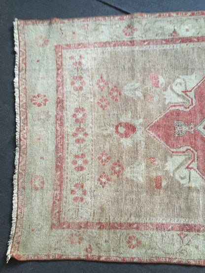 3.5x7 feet brown natural wool rug, turkish bedroom area rug, oushak bathroom rug, wide living room floor rug, hallway bohem rug,entryway rug