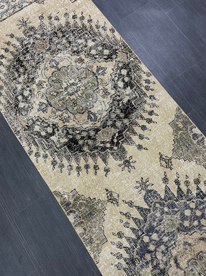 Vintage Oriental Runner Rug Muted Turkish Runner Rug 2.8 x 13 Handmade Vintage Runner Rug Hallway Runner Rug Muted Runner Rug
