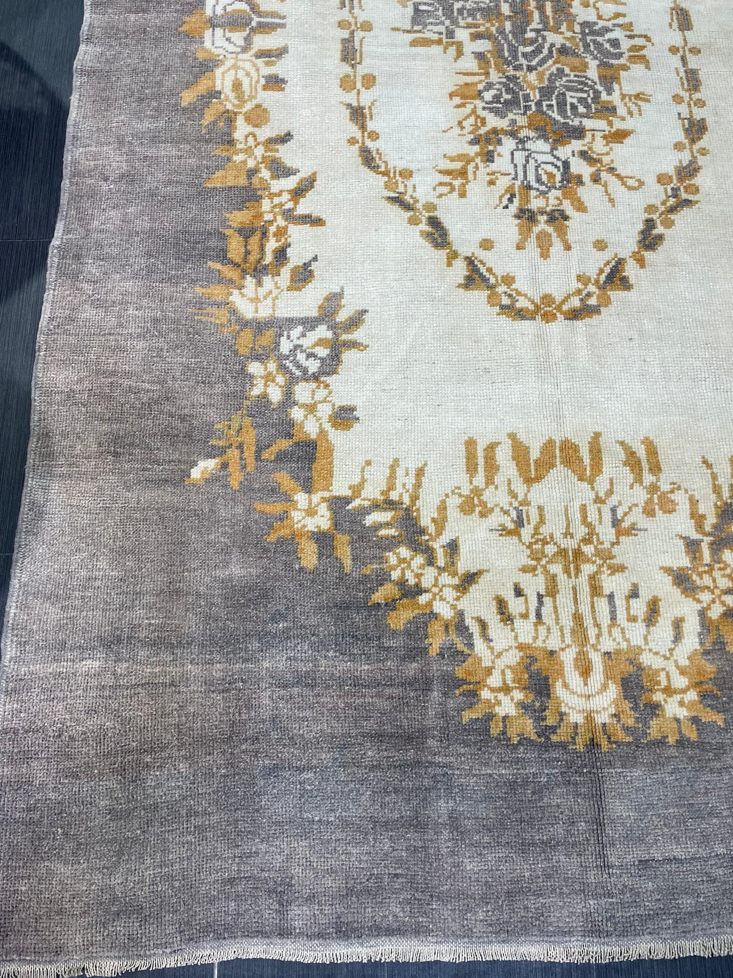 Vintage Rug, Persian 5.2 x 8.8 Rug, All Wool Hand Knotted Rug, HANDMADE Rug, Vintage Turkish Rug, Oushak Rug, Grey Wool Rug