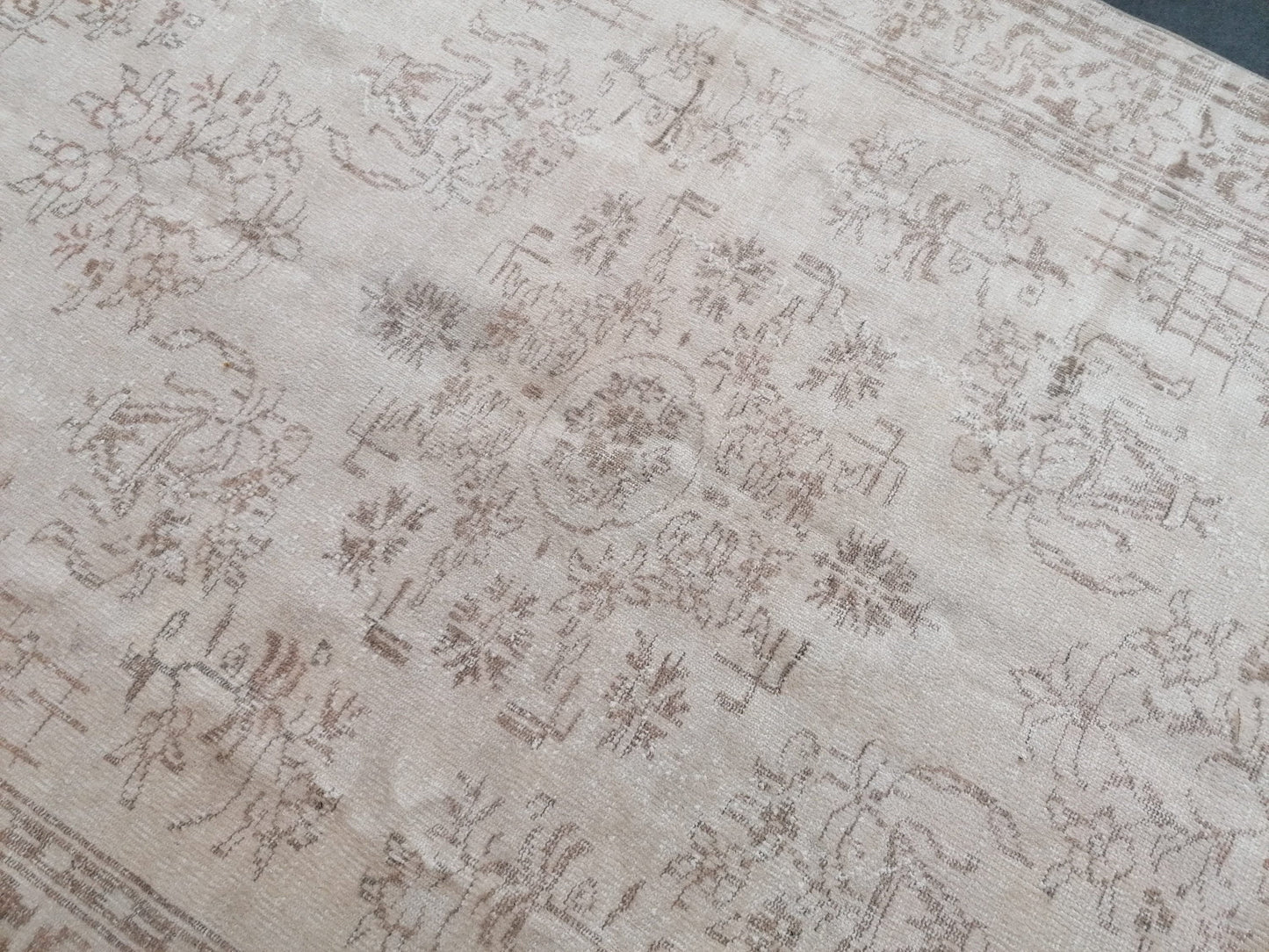 Natural oushak rug 6x10'2 large muted turkish rug, pastel vintage rug, hand made wool oushak rug, living room rug, bohemian rug