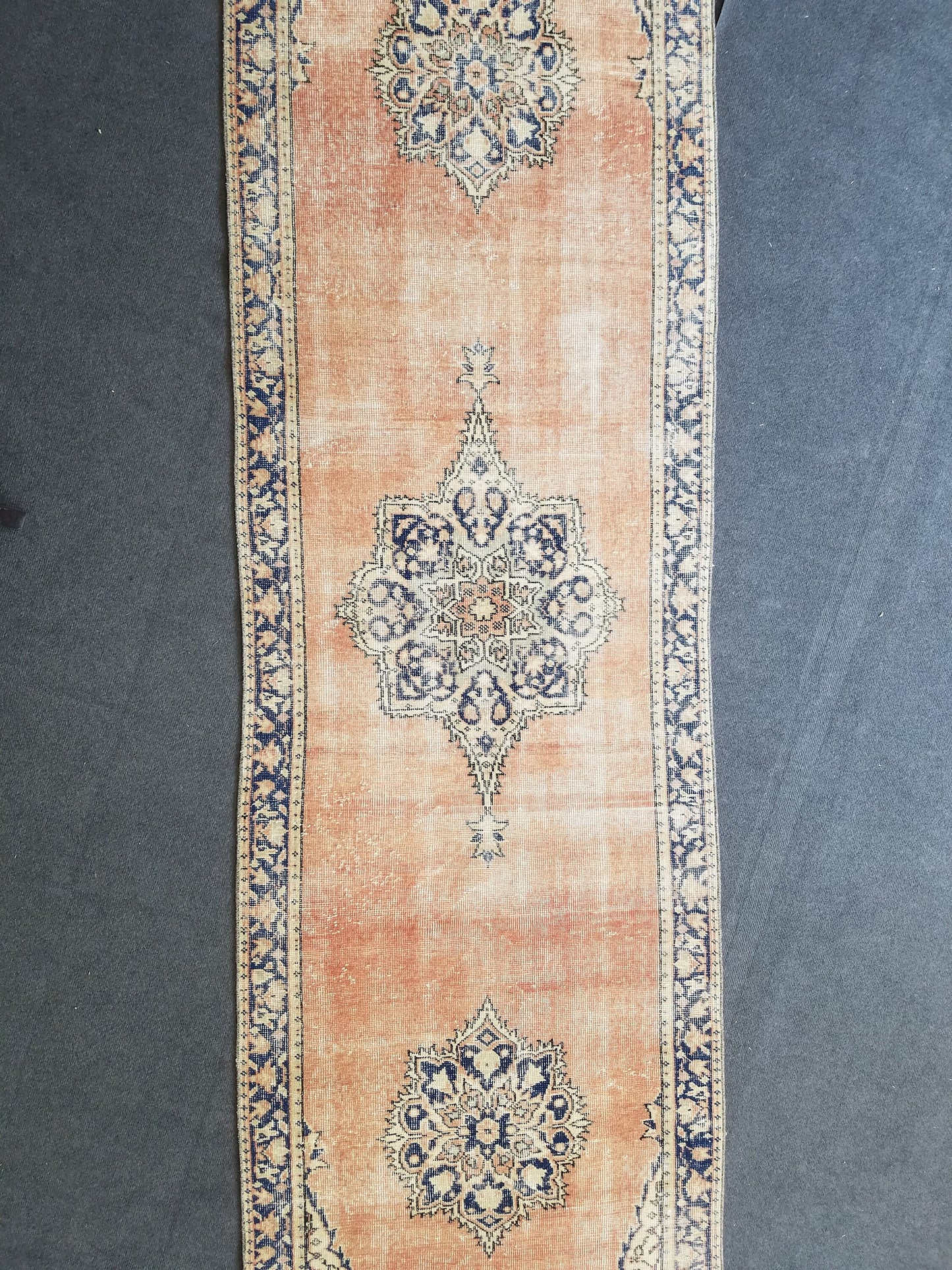 Vintage runner rug, oushak runner 3x11’7 turkish runner rug, kitchen runner