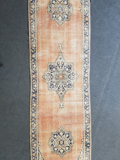 Vintage runner rug, oushak runner 3x11’7 turkish runner rug, kitchen runner