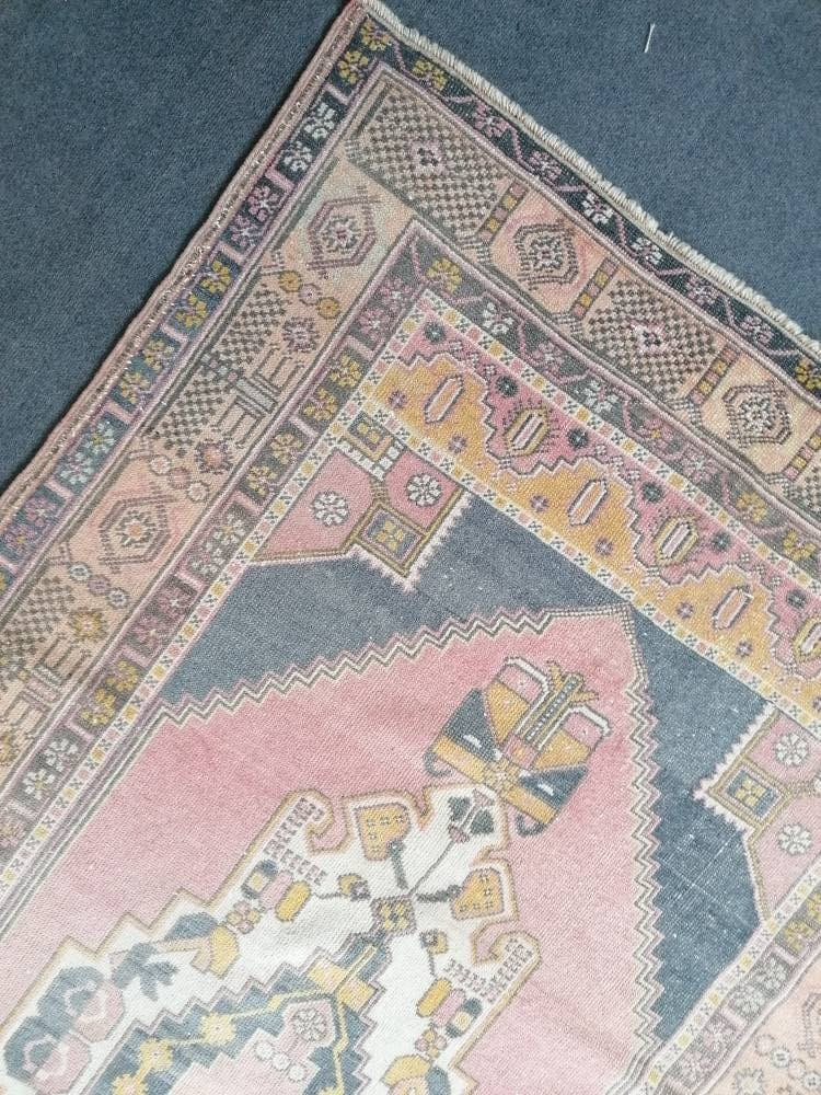 Oushak turkish wool rug 4'6x8 turkish handmade rug, vintage rug,kitchen rug, living room rug, bohemian rug