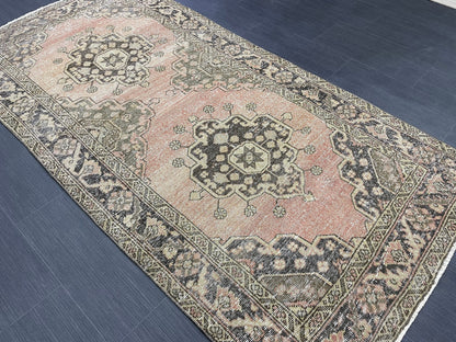 Turkish Oushak 3.4 x 6.8 Rug Handmade Rug, Rustic Rug Hand Knotted Rug Muted Turkish Rug, Farmhouse Rug, Vintage Rug, Wool rug