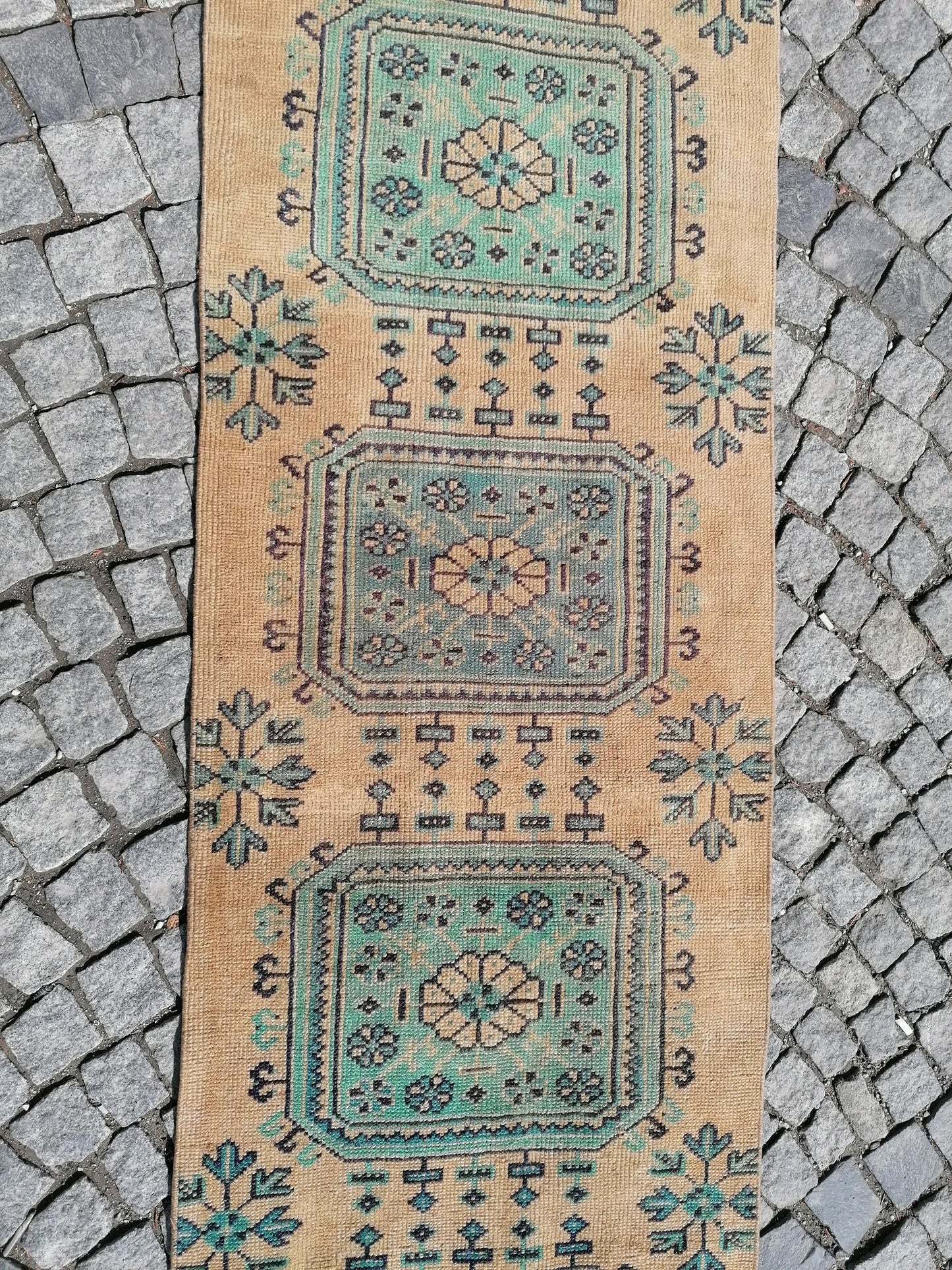 Vintage wool runner 2'7x10'6 oushak vintage runner kitchen runner rug, vintage anatolian runner rug,unique hand made bohemian