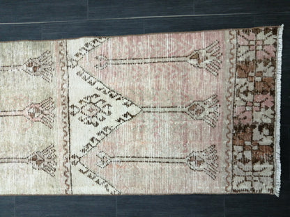 MUTED Oushak Runner Rug 2.4 x  11.6 Vintage Runner Rug Hallway Runner Rug Kitchen Runner Rug Wool Runner Rug Wool Oushak Turkish Runner Rug
