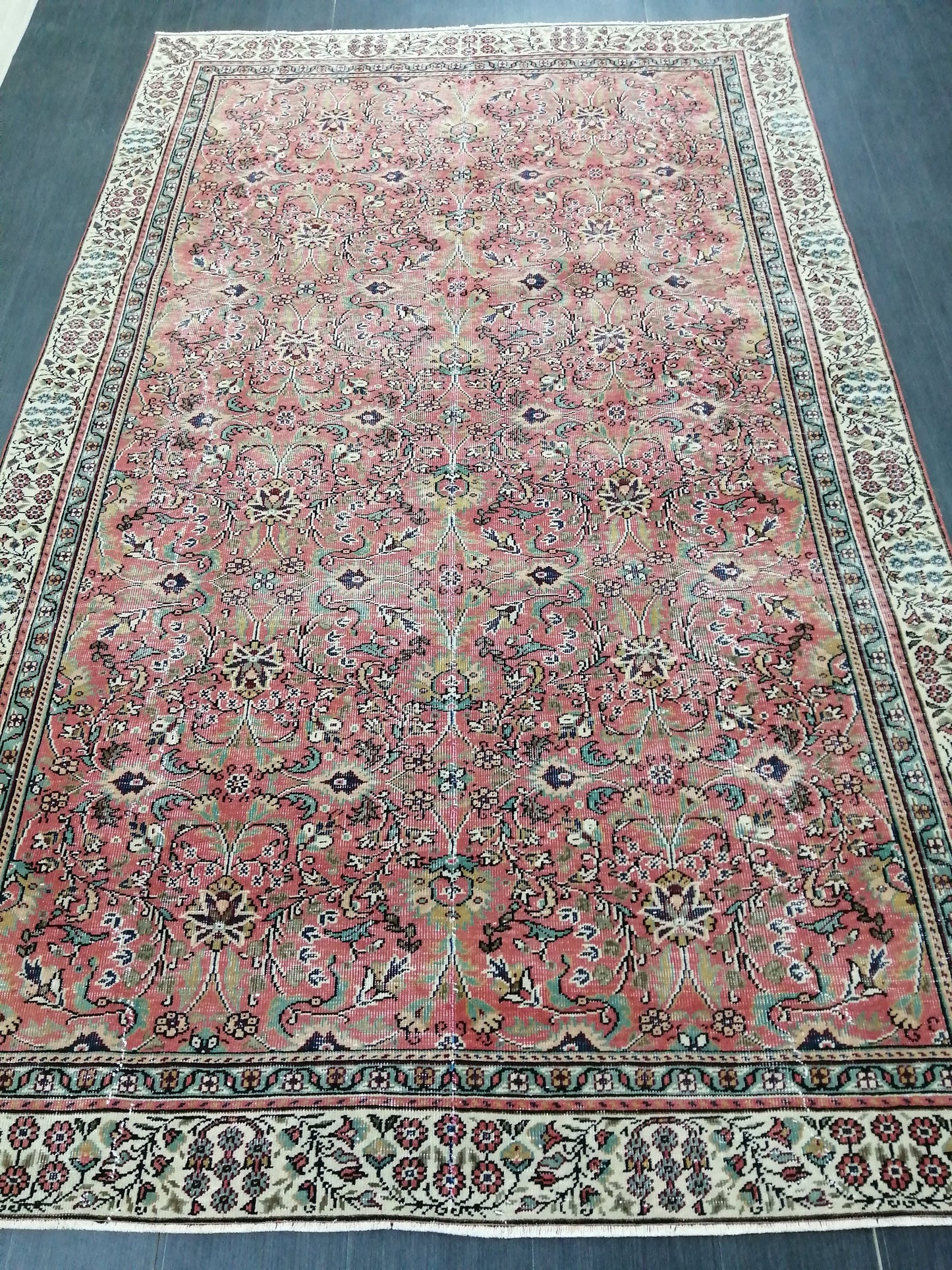 Floral OUSHAK RUG 10.2 x 6.2  TURKISH Rug Oriental Vintage Wool Rug Hand Made Rugs Vintage Turkish Rug