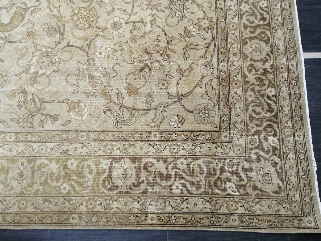 8.6 x 12 Large Persian RUG Oriental Rug Vintage Oushak Runner Rug 8 x 12 Rug Wool Turkish Rug Hand Made Rug 9x12 Brown Vintage Persian Rug