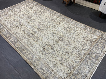 Neutral Rug, TURKISH 3.9 x 7 Rug,Distressed Vintage Antique Rug Vintage Wool Distressed Rug Neutral Handmade Rug
