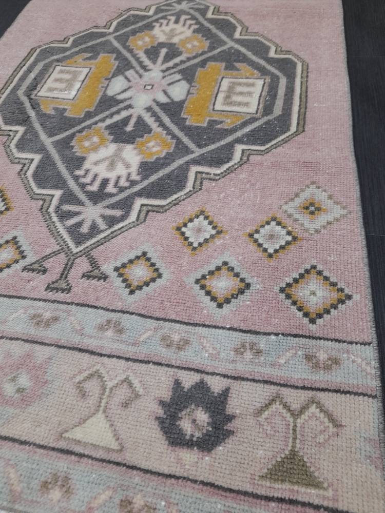 Vintage Hallwa Runner Rug Turkish Runner Rug 2.8 x 10.7 Vintage Runner Rug Oushak Runner Rug Kitchen Runner Wool Runner Rug Wool Rug