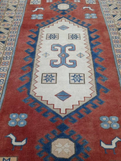 VINTAGE RUG 4.4 x 6.3 TURKISH Rug Vintage Oushak Rug Hand Knotted Rug Wool Oushak Rug Hand Made Rugs Vintage Turkish Rug Hand Knotted Rug