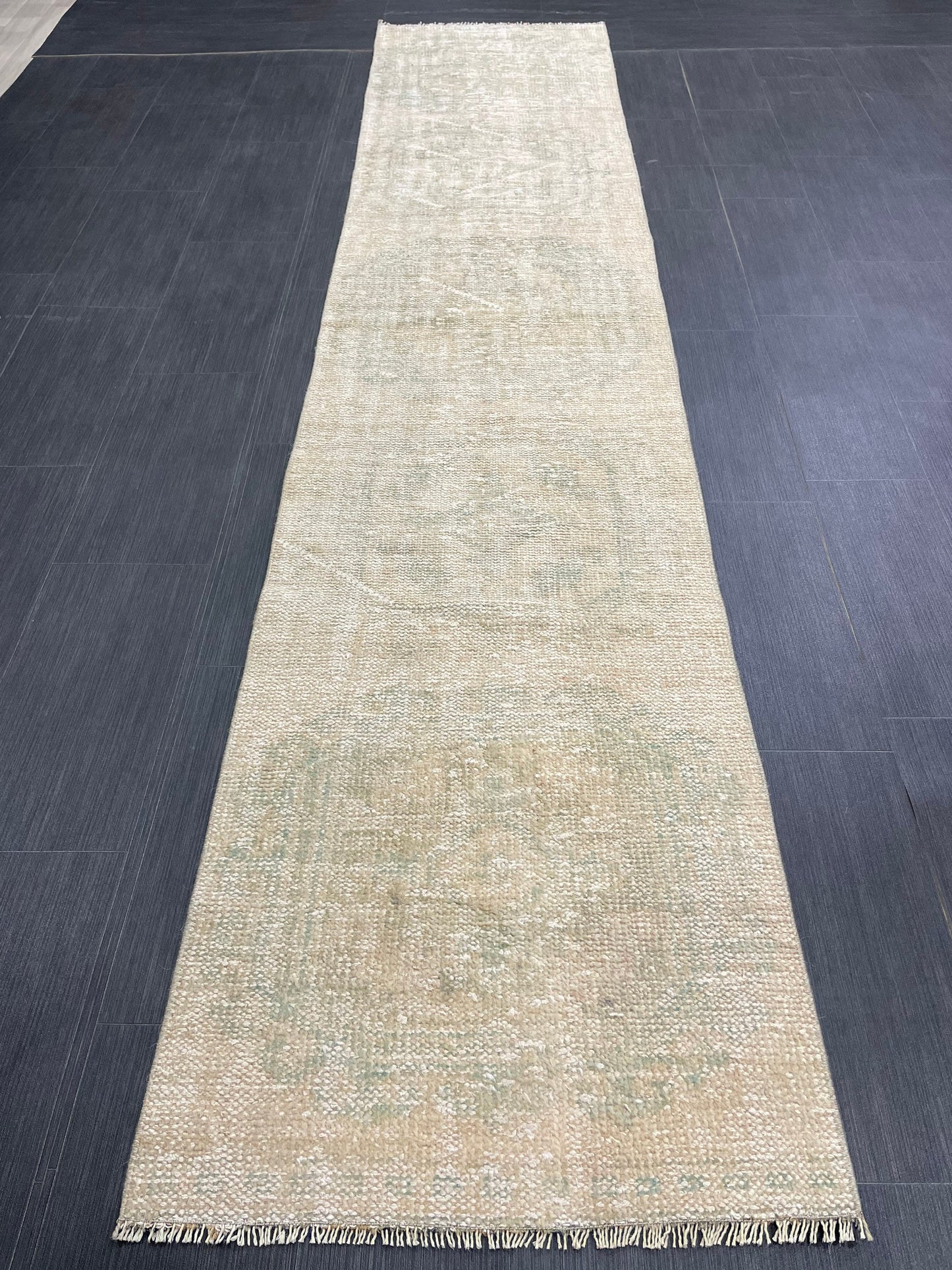 Muted Distressed Runner Rug Muted Turkish 2.3 x 10.6 Runner Rug Vintage Runner Rug Muted Hallway Runner Rug Kitchen Runner Rug Wool Runner