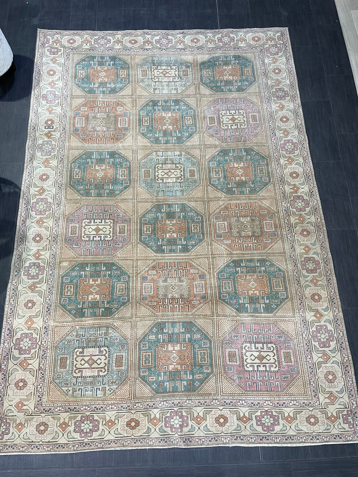 Antique Persian RUG, Turkish Oushak 6.5 x 9.6 Rug, Vintage Rug, Vintage Rug, Wool Muted Fine Knotted Rug, Handmade Rug,