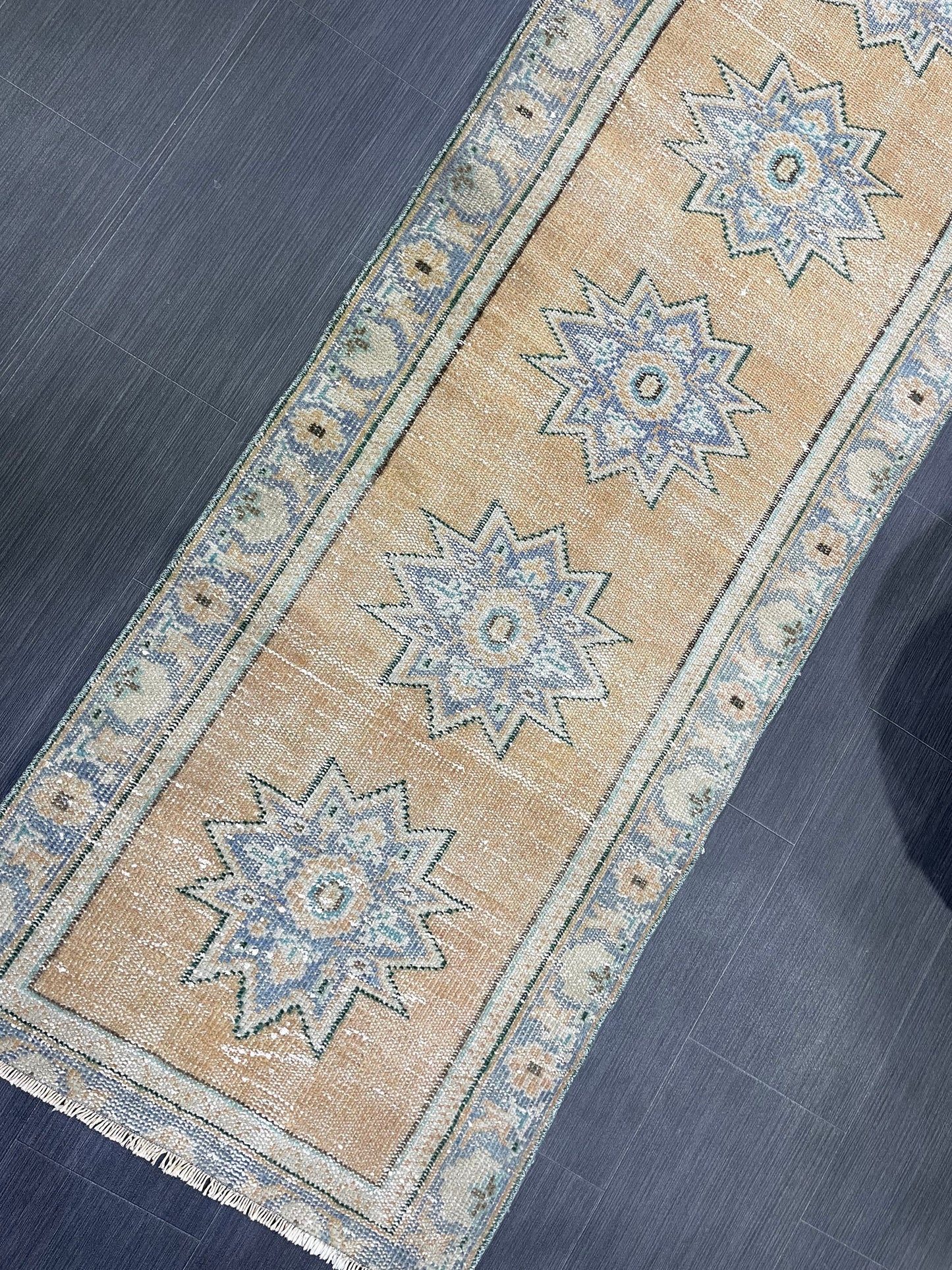 Oushak Runner Rug, Turkish Runner Rug, Vintage 2.5 x 9.7 Runner Rug, Hallway Runner Rug, Kitchen Runner Rug Wool Runner Rug