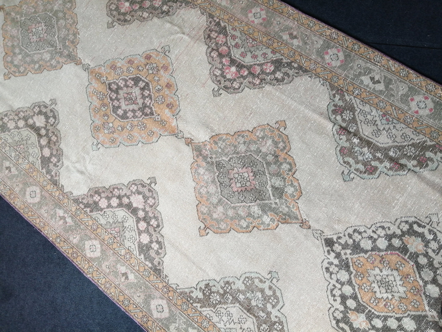 5 x 12.6 OUSHAK RUG TURKISH Muted Runner Rug Vintage Oushak Runner Rug Vintage Runner Rug Wool Oushak Rug Hand Made Rugs Vintage Turkish Rug