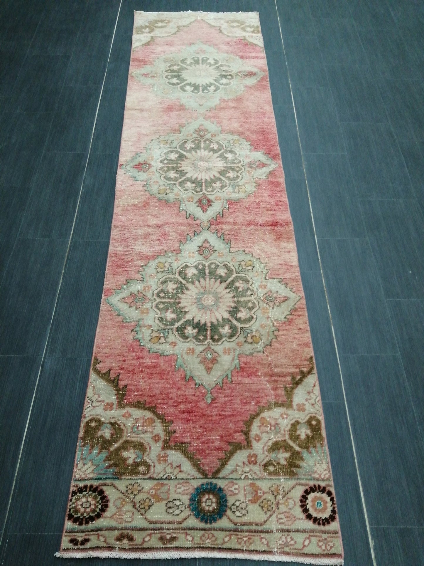 2.4 x 9.2 Oushak Runner Rug Turkish Runner Rug Vintage Runner Rug Hallway Runner Rug Kitchen Runner Rug Wool Runner Rug Wool Oushak Rug