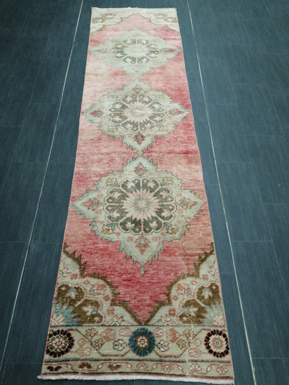 2.4 x 9.2 Oushak Runner Rug Turkish Runner Rug Vintage Runner Rug Hallway Runner Rug Kitchen Runner Rug Wool Runner Rug Wool Oushak Rug