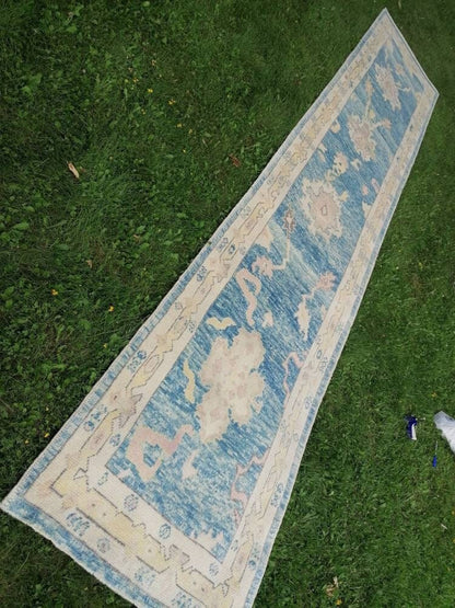 Oushak runner rug 2'10x14'3 turkish new production oushak  runner rug, hallway runner  kitchen runner, handmade wool rugs