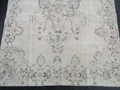 Muted Persian RUG Neutral Vintage Oushak Rug Large Vintage Rug Wool Oushak Rug Hand Made Rugs Vintage Turkish Rug Neutral Rug