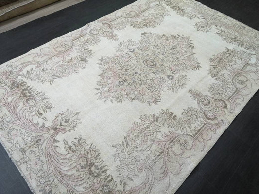 ORIENTAL RUG Muted Vintage Oushak Rug 6.5 x 9.9 Vintage Rug Neutral Color Persian Rug Hand Made Rugs Vintage Turkish RUG Muted Persian Rug