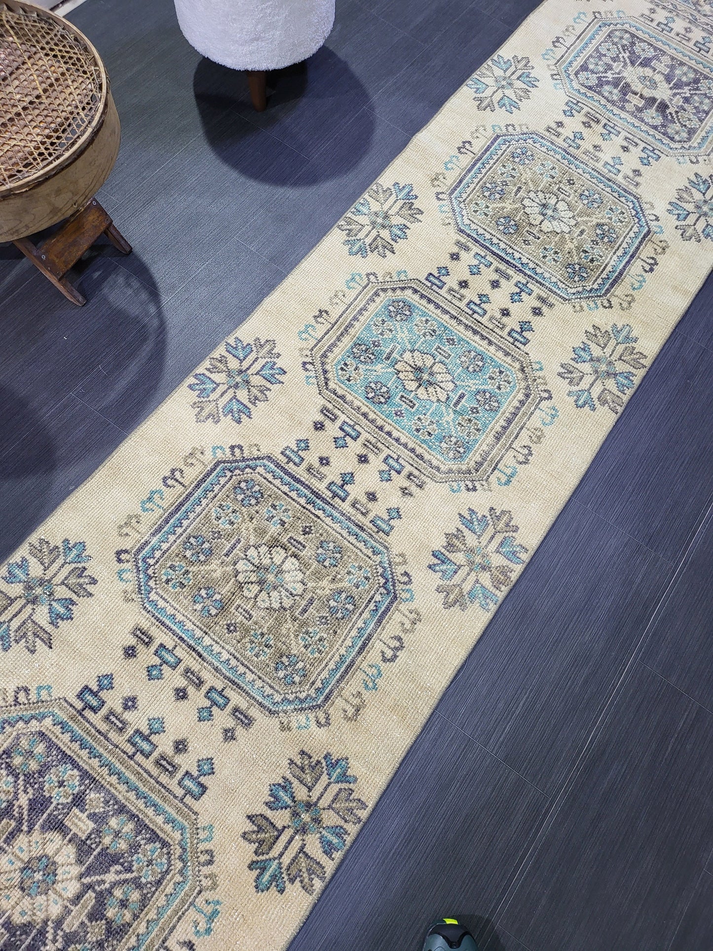 WOOL Oushak Runner Rug, Turkish Runner 2.6 x 11.2 Rug, Vintage Runner Rug ,Hallway Runner Rug, Kitchen Runner Rug Persian Runner Rug