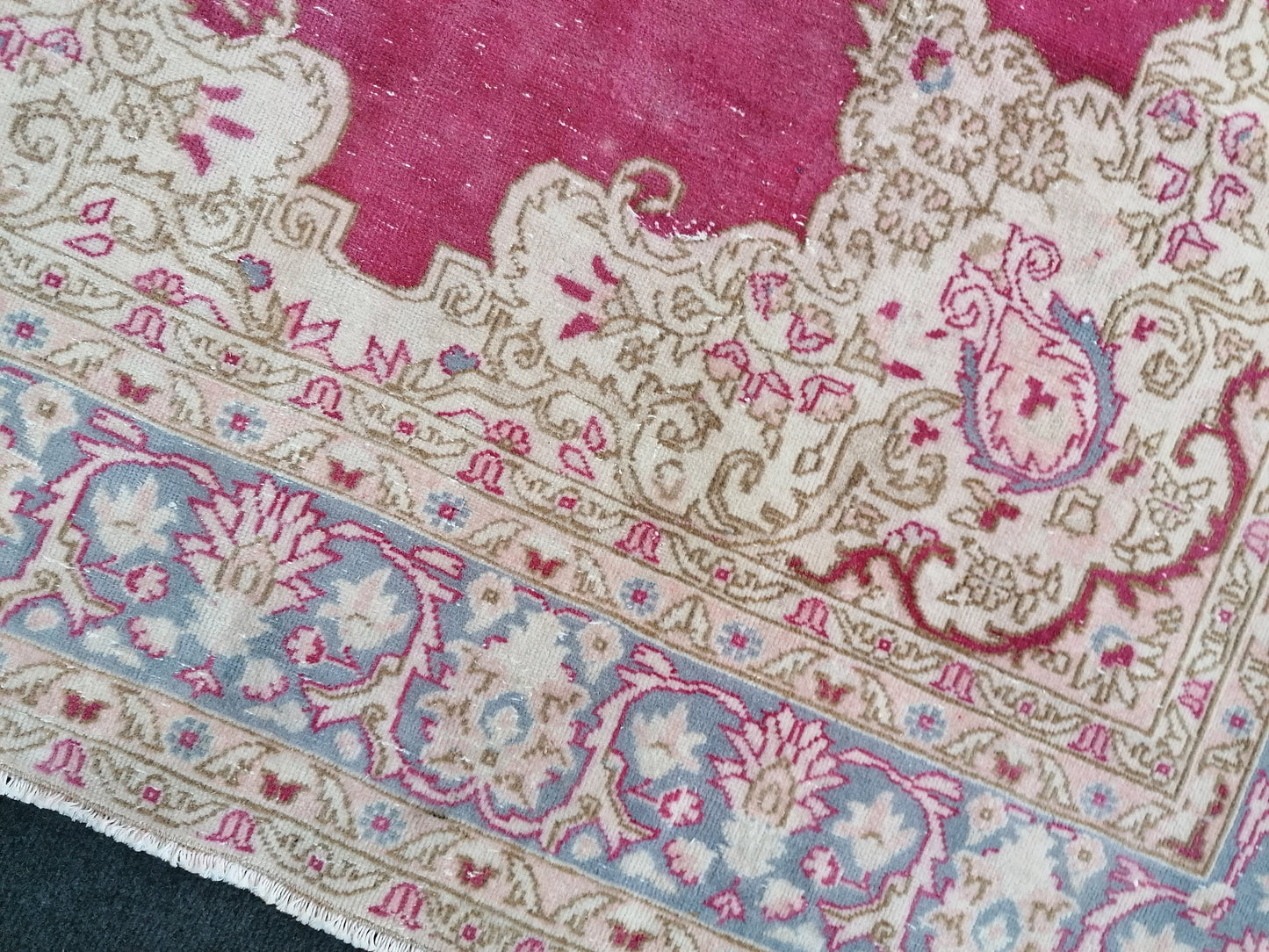 5.3 x 8.5 Bohemian pink rug, anatolian rug, wool vintage rug, turkish rug, hand knotted rug