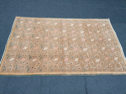 Hand made wool bohemian rug 7'2x4'5 vintage rug