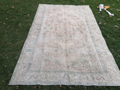 Oushak rug 6x9'4 distressed mudet vintage rug, faded living room rug anatolian rug