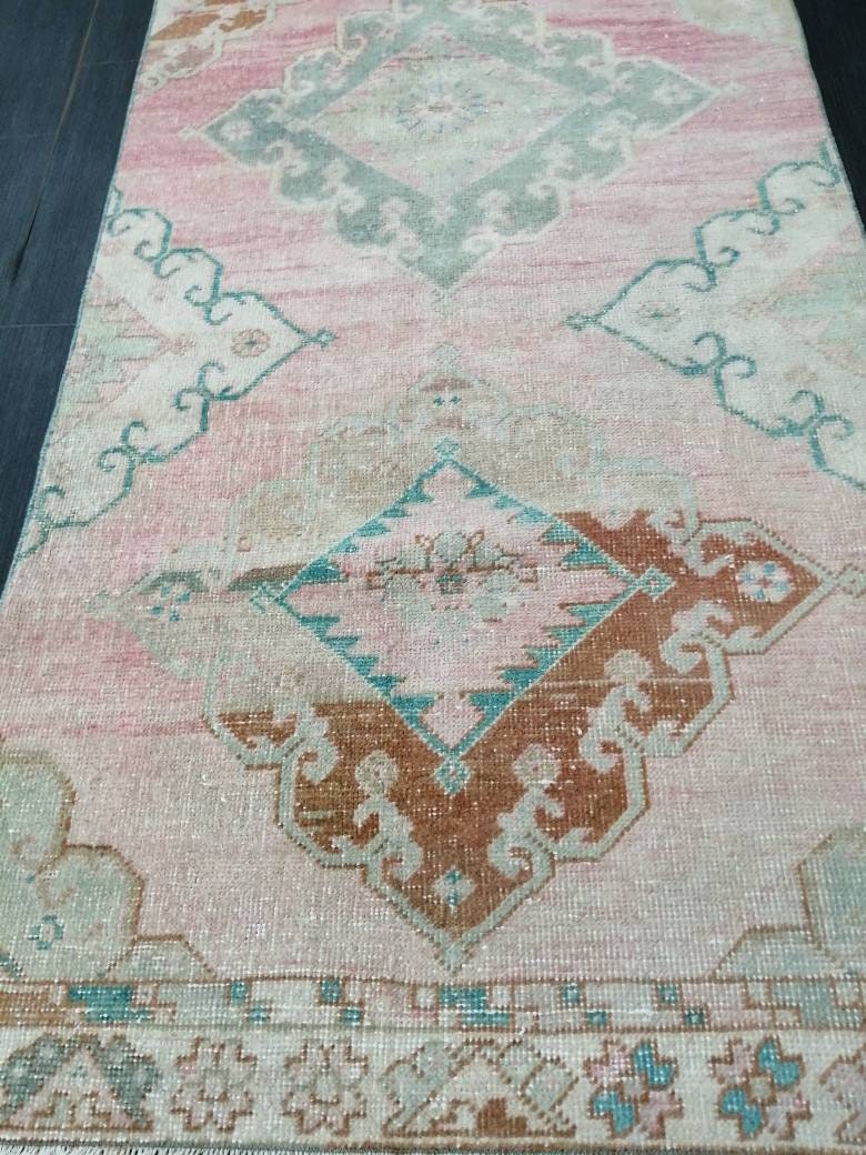 Muted Oushak Runner Rug 3 x 13.2 Turkish Runner Rug Vintage Runner Rug Hallway Runner Rug Muted Kitchen Runner Rug Muted Persian Runner