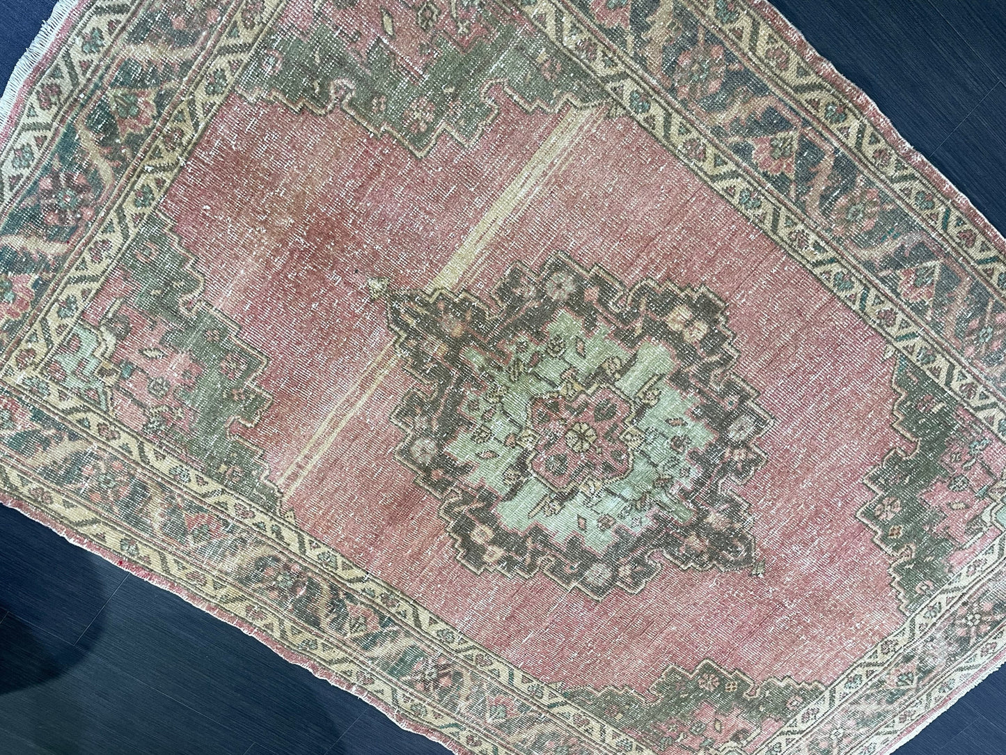 Handmade Rug, Vintage 4.4 x 6.4 Turkish Rug, Persian Rug, NATURAL Wool Rug, Living Room Rug, Oushak Rug, Hand Knotted Rug, Kitchen Rug,